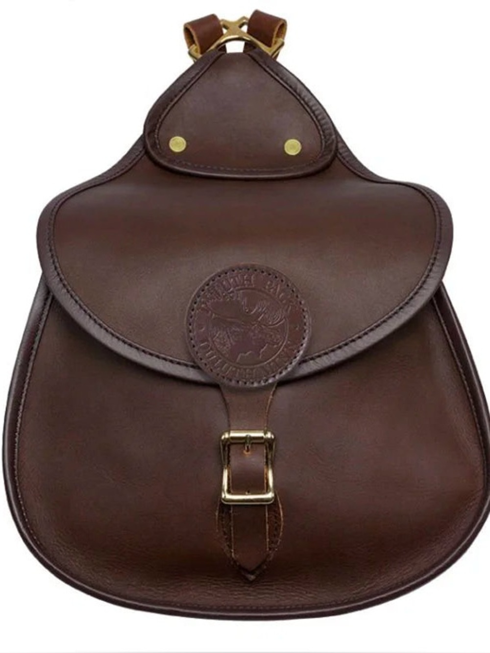 Duluth Pack Lady Slipper Brown Leather Backpack Purse Made in USA Brass